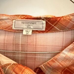 No Comment Plus Orange Plaid Shirt
